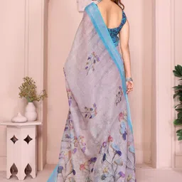 GAYATRI PATEL Floral Pure Linen Saree image 4