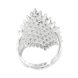 PRIVIU Silver-Plated American Diamond Stone Studded Finger Ring image 5