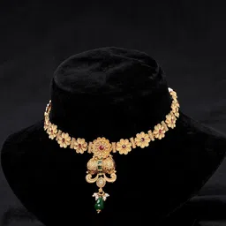 festivjewelleryze Gold Plated Stones Studded & Beaded Jewellery Set-picture-22