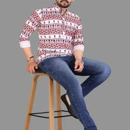 Bought First Men Geometric Printed Indie Prints Kurta-picture-24