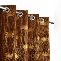 LARANDO Brown 2 Pieces Floral Printed Room Darkening Velvet Long Door Curtains-picture-49