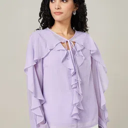 Annabelle by Pantaloons Women Tie-Up Neck Top image 3