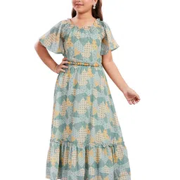 Lei-Chie Floral Print Flared Sleeve Chiffon Maxi Dress image 1