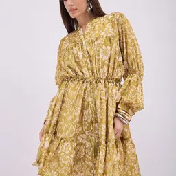 all about you Floral Print Puff Sleeve A-Line Dress-picture-12