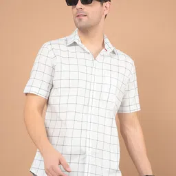 Crimsoune Club Men Classic Spread Collar Checked Cotton Slim Fit Casual Shirt-picture-28