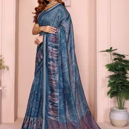 Jinal & Jinal Paisley Zari Chanderi Saree image 4