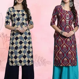 Ethnic basket Women Pack Of 2 Multicoloured Crepe Kurtas-picture-10