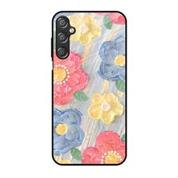 QRIOH Floral Printed Sleek & Lightweight Silicone Samsung Galaxy M15 5G Glass Back Case-picture-0