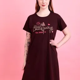 D-LINE Women Printed Pure Cotton T-shirt Nightdress with Pockets-picture-15