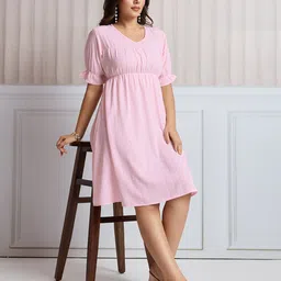 CLOTHING CLOSET V-Neck Puff Sleeve Fit & Flare Dress-image-10