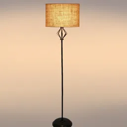 new era Basic Iron Floor Lamp with Jute Shade (Black & Beige) image 3