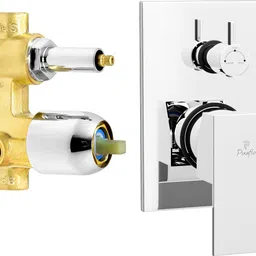 pixaflo Brass Single Lever 2 Inlet / 4 Way Diverter with Exposed Parts Kit (Complete) (Chrome) (CRUX) High Flow Diverter Faucet-picture-14