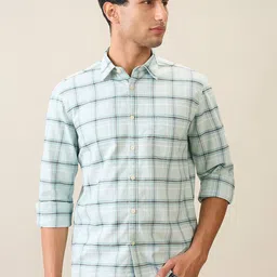 Parx Men Cotton Slim Fit Windowpane Checks Checked Casual Shirt-picture-25