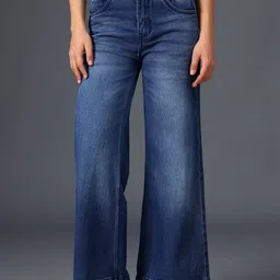 LIMEROAD Women Wide Leg Mid-Rise Light Fade Jeans image 4