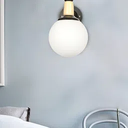 decorativeray White & Black Glass Traditional Spherical Shaped Wall Lamp image 1