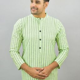 Anouk Rustic Men Striped Thread Work Handloom Pathani Kurta-picture-13
