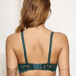 PrettyCat Green Underwired Polyester Balconette Bra image 4