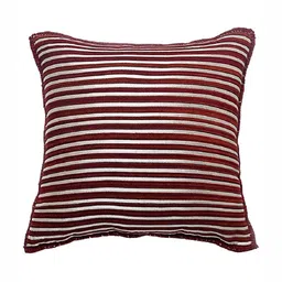 Saral Home Red & Beige 2 Pieces Striped Square Cushion Covers image 3