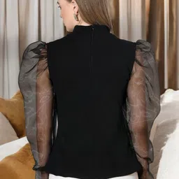 SFOTY Puff Sleeve Sheer Top image 3