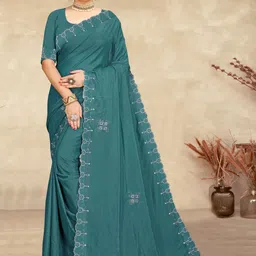 HANS ART AND CRAFT Embellished Sequinned Art Silk Heavy Work Saree-image-35