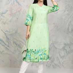 Vishudh Women Floral Printed Sequinned Floral Kurta-picture-5