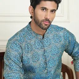 Jompers Ethnic Motifs Printed Mandarin Collar Straight Kurta image 4