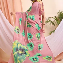Leelavati Floral Printed Pure Chiffon Saree image 4
