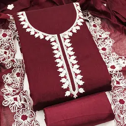Maroosh Floral Embroidered Thread Work Unstitched Dress Material-picture-34