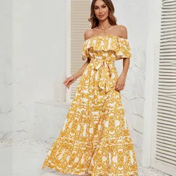 StyleCast Women Floral Printed Off-Shoulder A-Line Maxi Dress-picture-12
