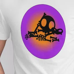 Seekbuylove Men Cute Skeleton Printed Round Neck Short Sleeves Bio Finish Cotton T-shirt image 3