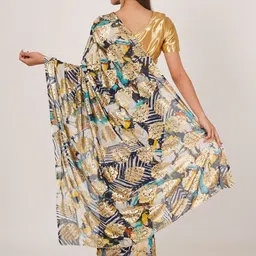 MISS HAUTE Floral Printed Pure Georgette Saree image 3