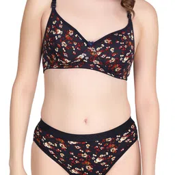 Liigne Pack Of 2 Everyday Printed Padded Bra Pure Cotton Lingerie Set-VCPPBPC6058-30B image 3
