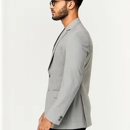 Shahi Achkan Men Grey Slim Fit Formal Blazer image 3