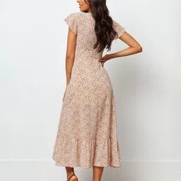 Roadster The Lifestyle Co. Floral Printed Georgette Cap Sleeves A-Line Maxi Dress image 4