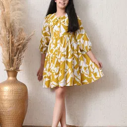 Sangria Girls Abstract Printed Pure Cotton A-Line Dress image 4