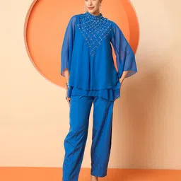 Antheaa Embellished Round Neck Top With Trousers image 4