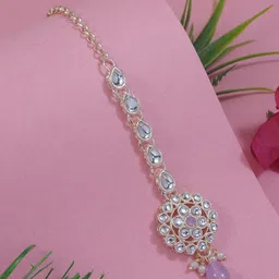 I Jewels Gold-Plated Maang Tikka Head Jewellery-picture-37