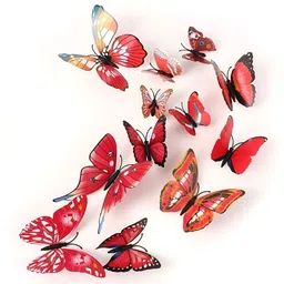 Asian royal Red & White 12 Pieces Butterfly Printed Wall Sticker-picture-14
