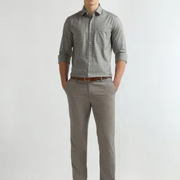 Arrow Men Manhattan Slim Fit Windowpane Checked Spread Collar Pure Cotton Formal Shirt image 4