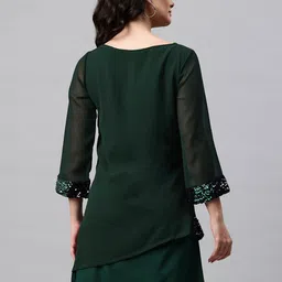 cottinfab Women A-line Green Above Knee/Mid Thigh Length Dress image 4