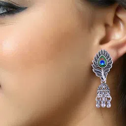 Anouk Rhodium-Plated Dome Shaped Oxidised Jhumkas image 3