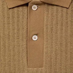 MANGO MAN Self Striped Polo Collar Knitted T-shirt image 3