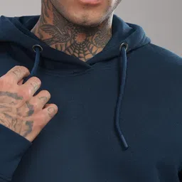 Roadster Men Regular Cotton Fleece Fullsleeve Teal Hoodie-image-44