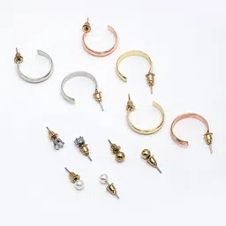 DressBerry Set of 6 Rhodium-Plated Circular Half Hoop Earrings image 4