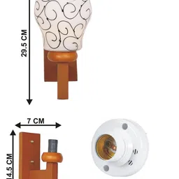 1ST TIME Brown & Brown Printed Wood Contemporary Frustum Shaped Wall Lamp image 5