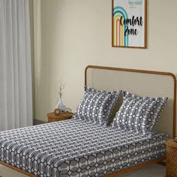 STELLAR HOME White & Grey 104 TC Bedsheet with 2 Pillow Covers-image-70