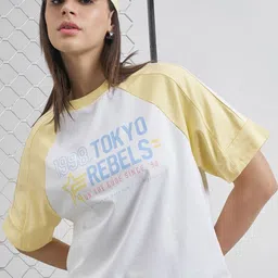 Street By Tokyo Talkies Colourblocked Round Neck Pure Cotton T-Shirt-image-89