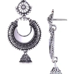 Sangria Set Of 6 Silver-Plated Dome Shaped Oxidized Jhumkas image 5