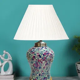 Aura Off White Glass Traditional Abstract Shaped Table Lamp image 4