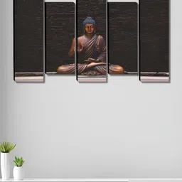 SAF Brown 5 Pieces Wood Buddha Religious Wall Art-image-23